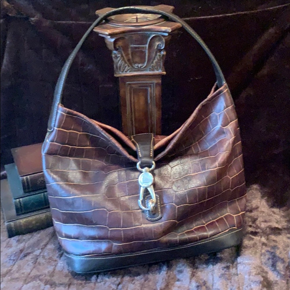 Dooney & Bourke Croco Leather Hobo Logo Lock